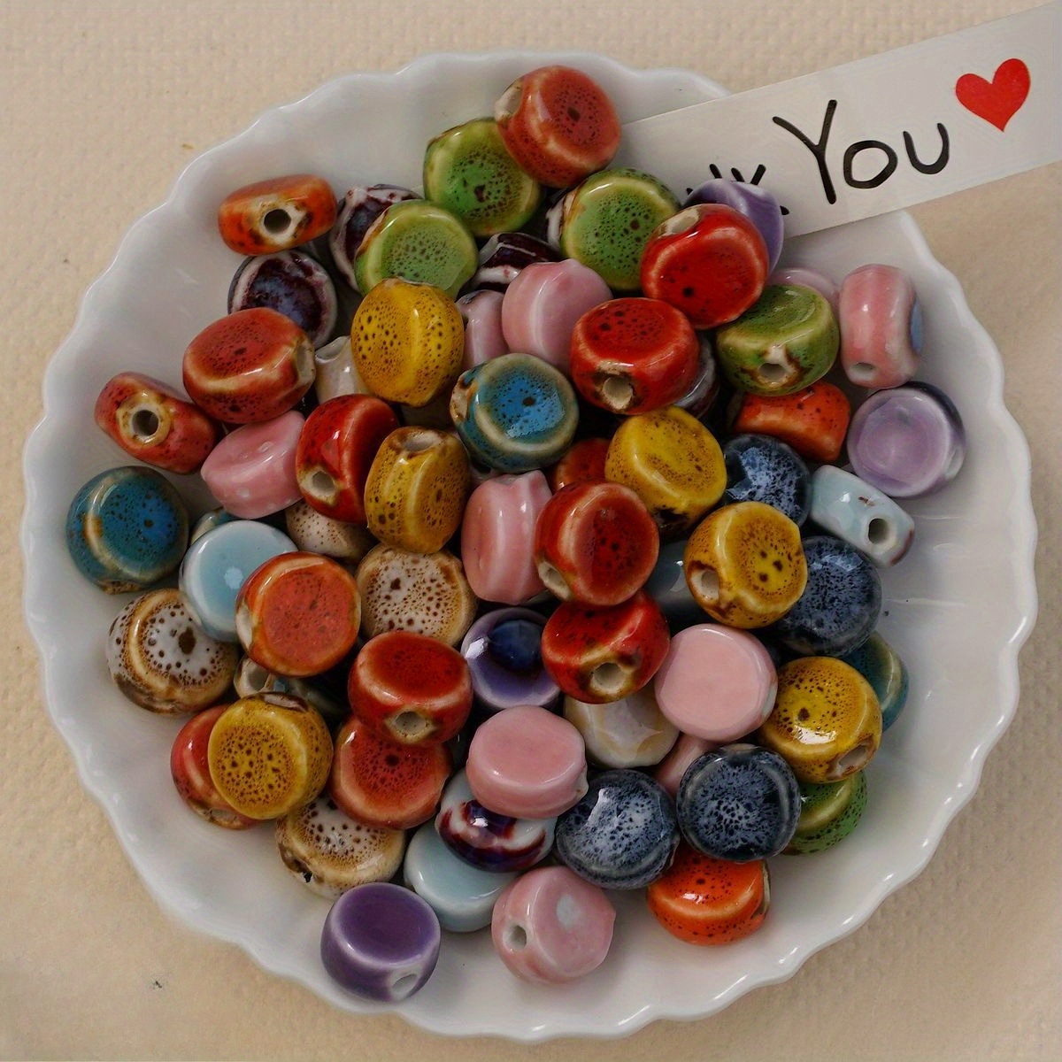 100pcs Jingdezhen Ceramic Loose Beads for DIY Jewellery Accessories
